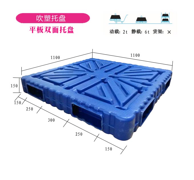 吹塑塑料托盤廠家直銷九腳吹塑雙面吹塑托盤成產廠家2噸動載8噸靜載