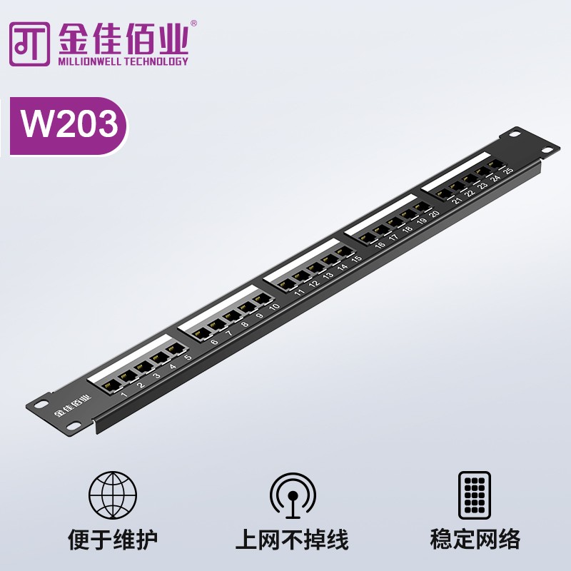 金佳佰业 25口机架式语音配线架 带模块 W203